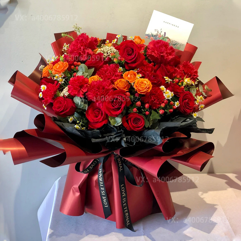 【健康&幸福】红玫瑰11朵红色康乃馨11朵混搭花束新年礼物送妈妈送长辈送老领导花店送花上门