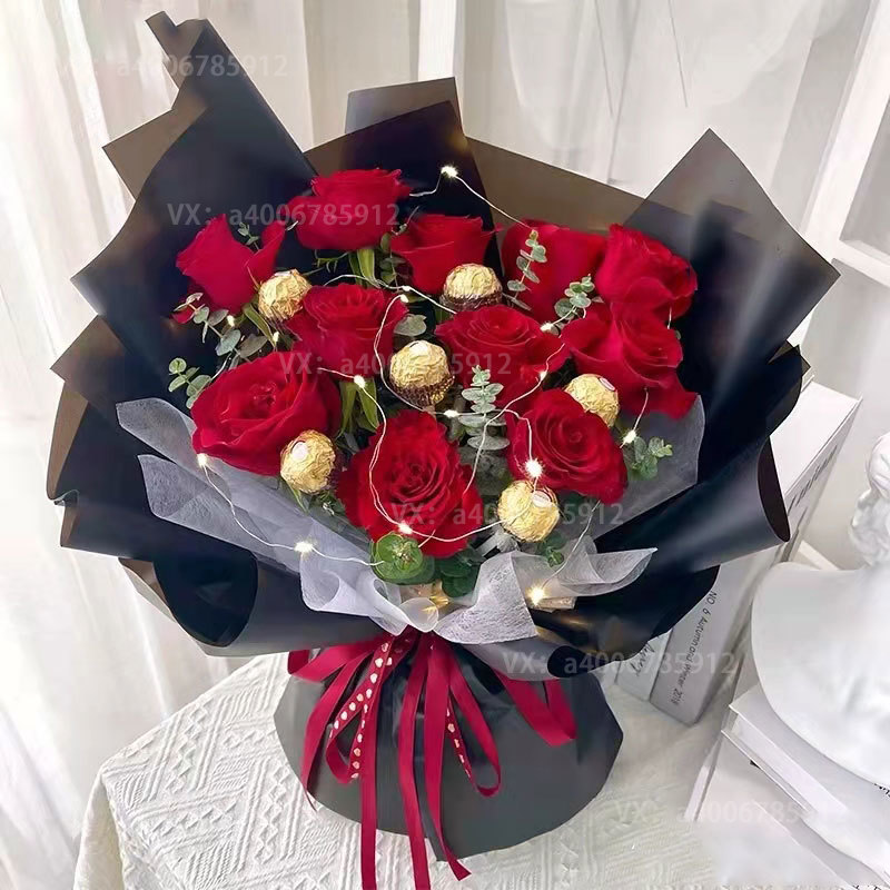 【甜蜜相拥】11朵红玫瑰6颗费列罗朵红玫瑰玫瑰之恋玫瑰之约送鲜花店送花生日快乐花店送花上门
