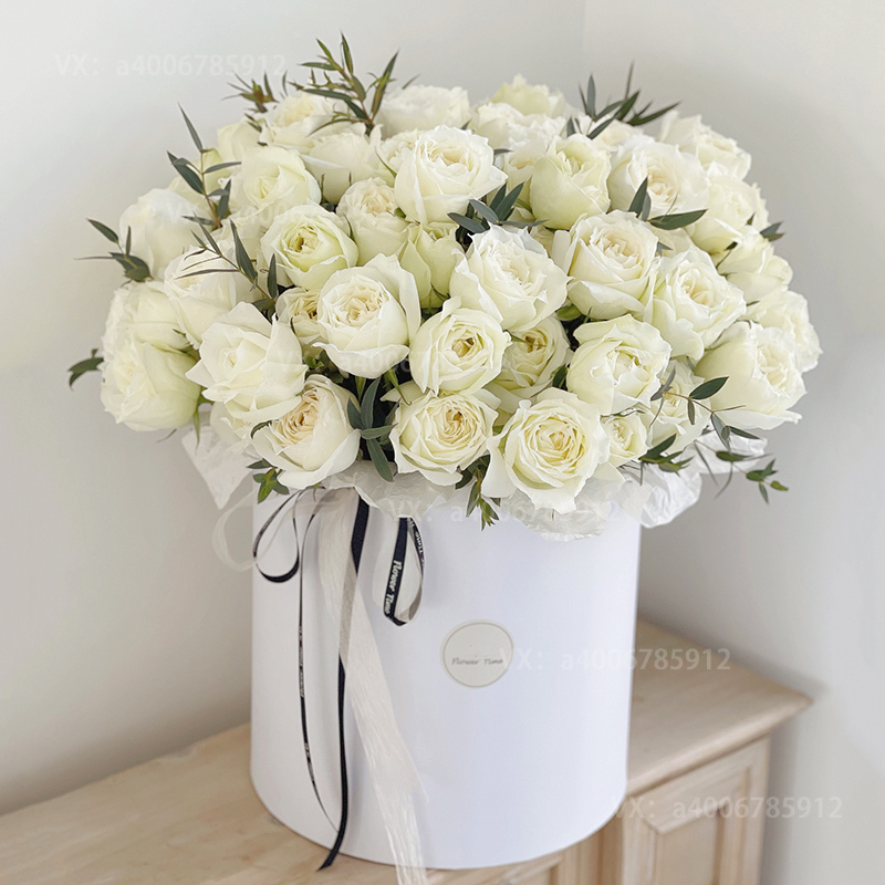 【清纯无暇】花店送花上门52枝白玫瑰生日鲜花玫瑰之约生日礼物