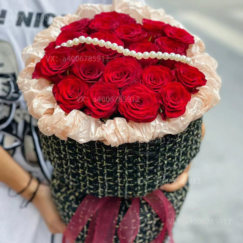 【烟火星辰】19朵红玫瑰俄式小香风花束送女友表白玫瑰之恋玫瑰之约鲜花网送鲜花花店送花上门
