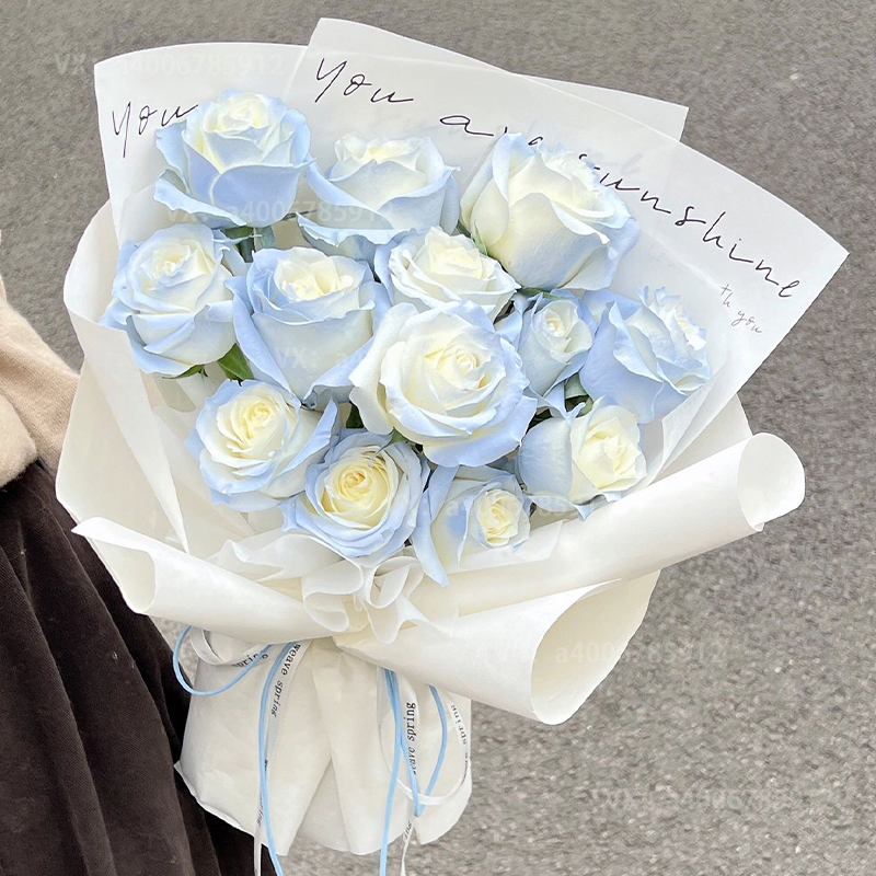 【等时间嘉许】花店送花上门生日花束生日礼物12朵碎冰蓝玫瑰送女友送男友送朋友生日礼物花束