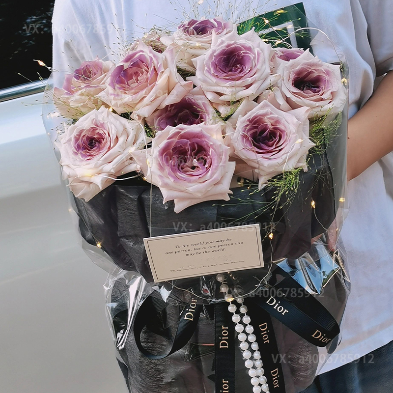 【甜甜微笑】花店鲜花配色11朵乌梅子酱玫瑰小香风花束送女友的生日花束鲜花免费配送