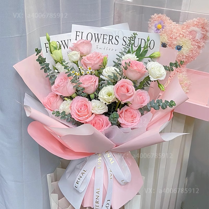 【楚楚动人】11朵粉玫瑰花束生日鲜花送女友生日花束生日礼物鲜花花店送花上门