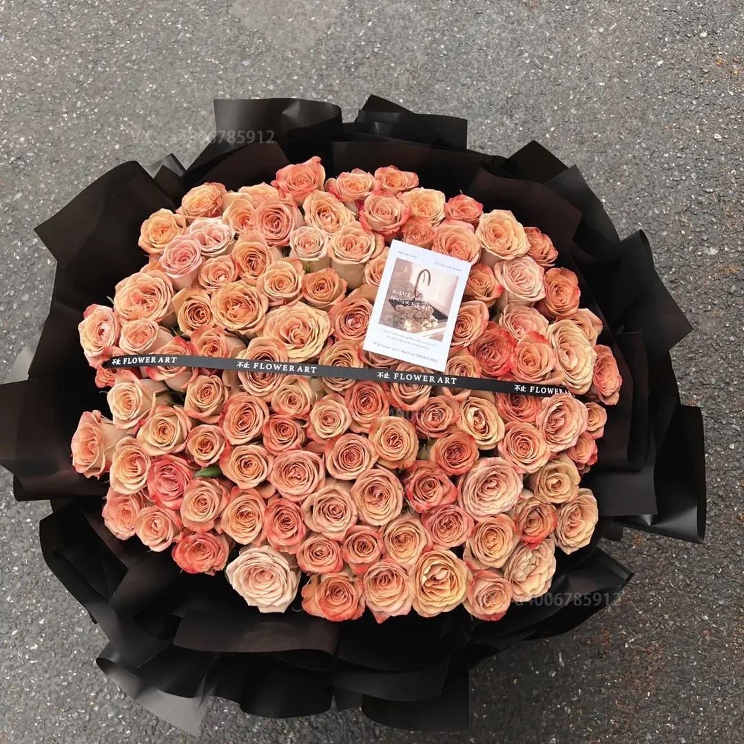 【至尊玫瑰】99朵卡布奇诺玫瑰生日鲜花求婚表白花束送女朋友送爱人花店送花上门