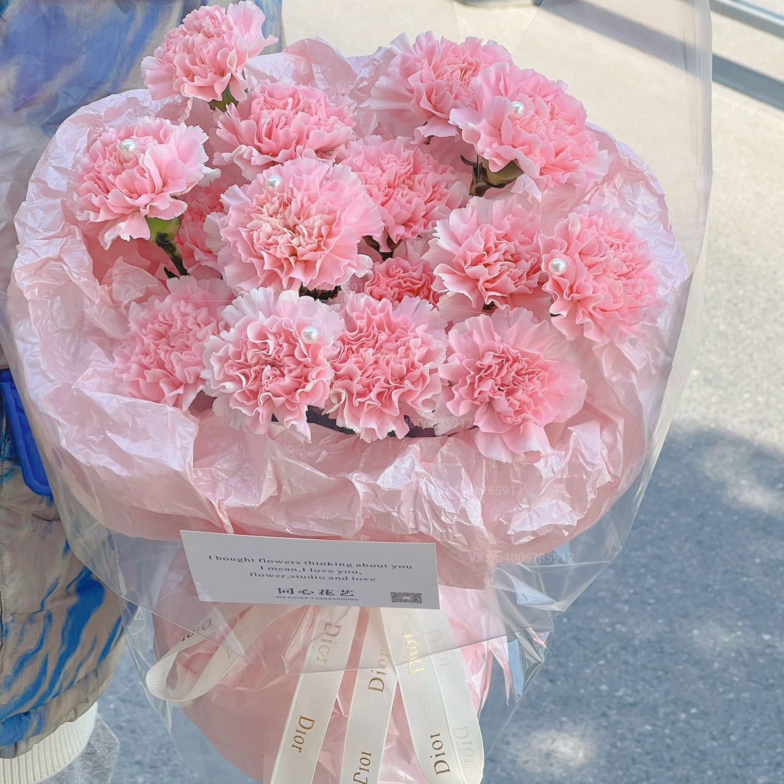 【心怀感恩】鲜花21朵粉康乃馨花束生日鲜花生日礼物送爱人长辈花店送花上门鲜花配送