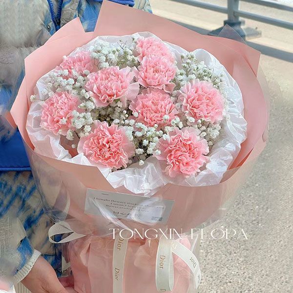 【拥抱幸福】11朵粉色康乃馨花束生日鲜花生日礼物送长辈送妈妈花店送花上门鲜花配送