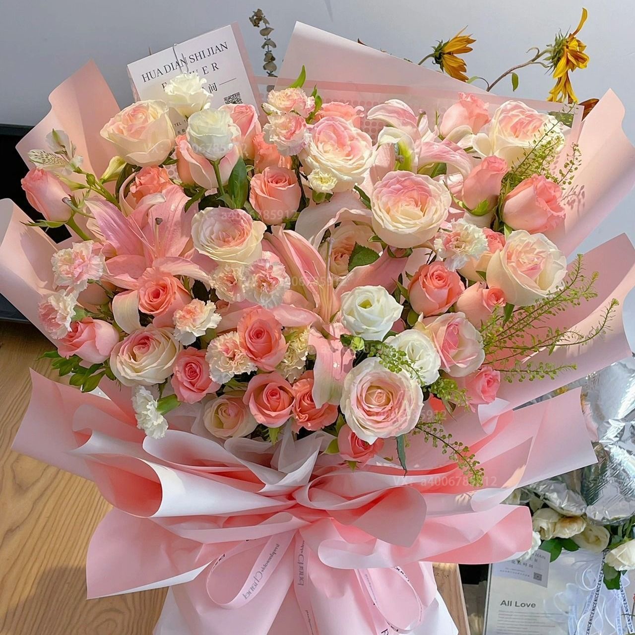 【相逢今生】1束粉百合混搭粉玫瑰花束送女友生日鲜花生日礼物花店送花上门