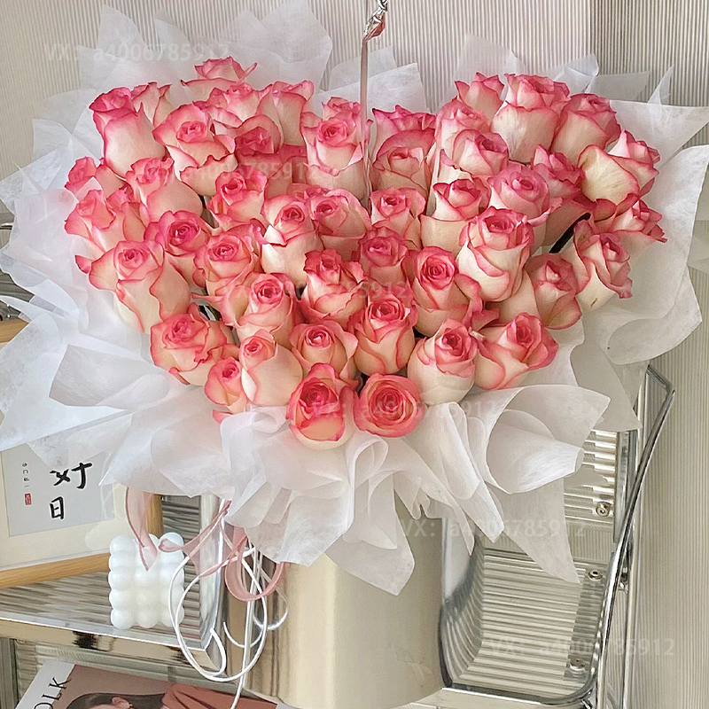 【愿世俗多点温柔】生日礼物52朵爱莎玫瑰抱抱桶花店送花上门生日鲜花送闺蜜送女友送朋友