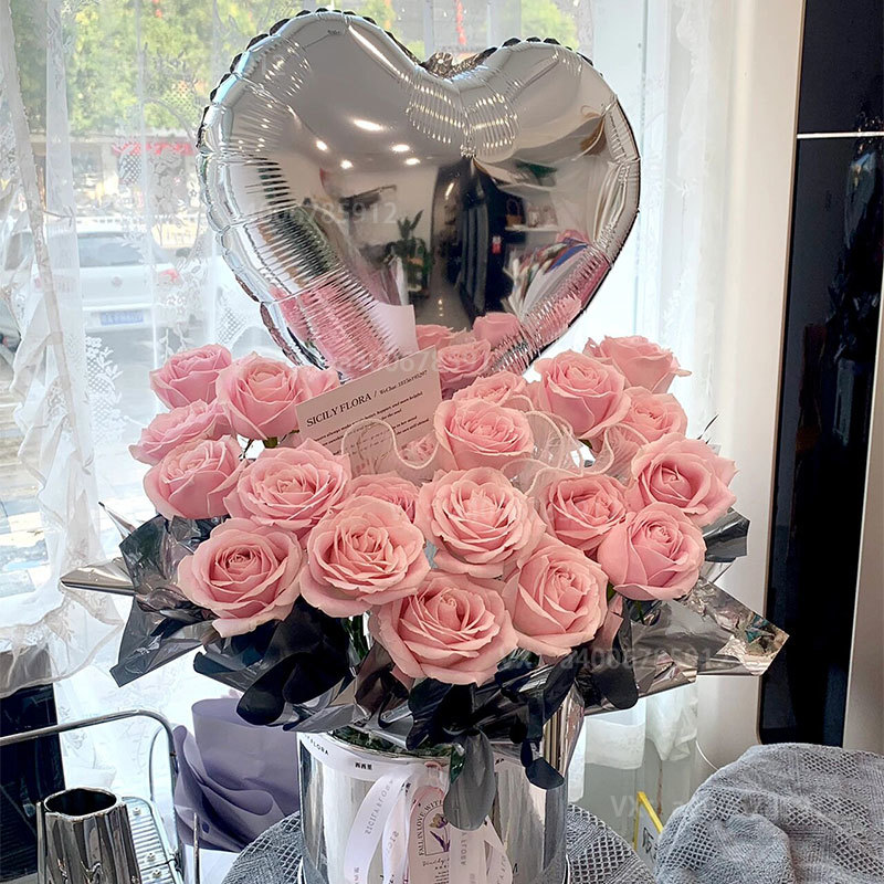 【暖暖的阳光】生日礼物21朵粉玫瑰抱抱桶花束鲜花店送花上门同城配送女友闺蜜老婆情人求婚表白
