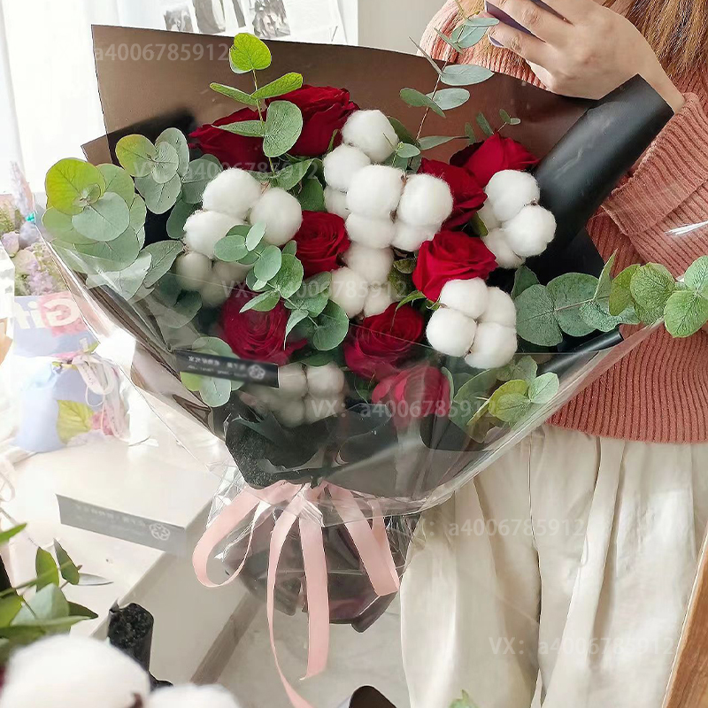 【你是我心中最珍贵的人】花店送花上门生日礼物生日鲜花红玫瑰9朵搭配棉花送女友送男友送闺蜜