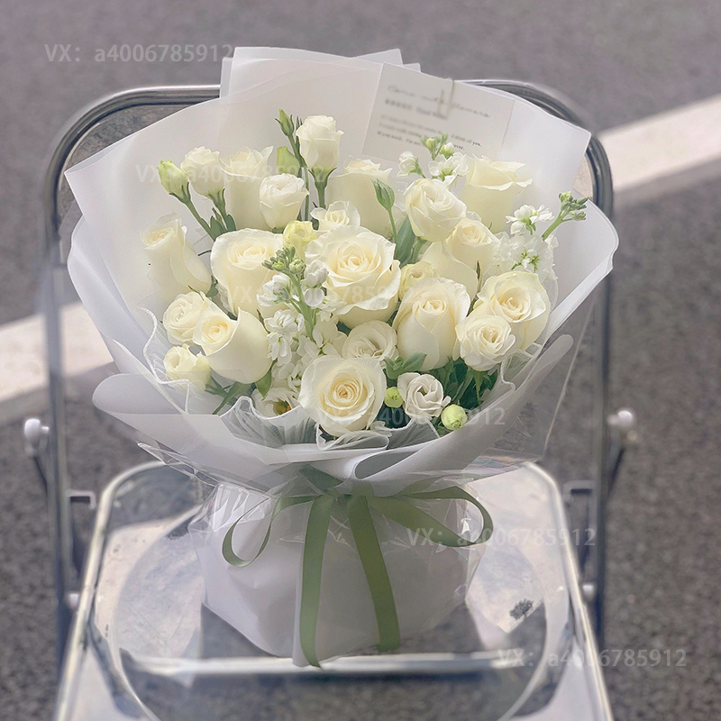 【清新可人】花店送花上门生日礼物生日鲜花11朵白玫瑰送女友送闺蜜生日花束小清新花束送货上门
