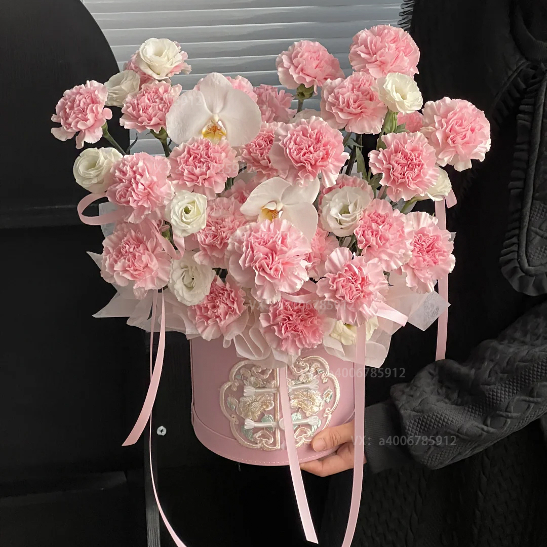 【雅致的爱】粉康乃馨抱抱桶花束母亲节鲜花新中式抱抱桶鲜花配送上门生日鲜花康乃馨花束生日礼物