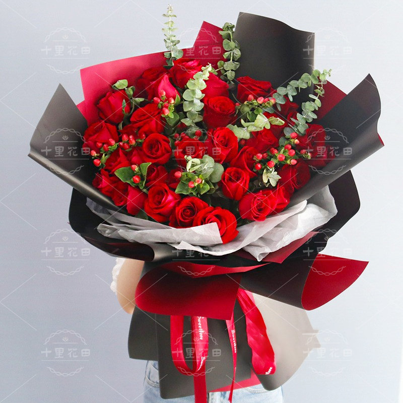 【爱的承诺】33朵红玫瑰鲜花花束送爱人生日鲜花结婚纪念日送花鲜花店鲜花配送上门