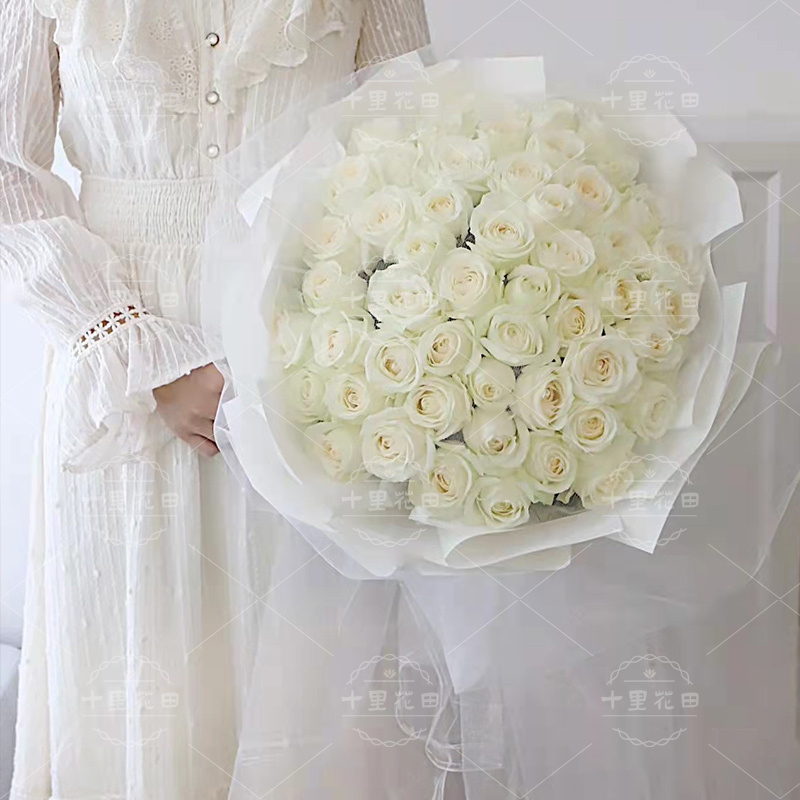 【情投意合】52枝白玫瑰玫瑰花鲜花玫瑰送花朋友附近的鲜花店花店送花上门