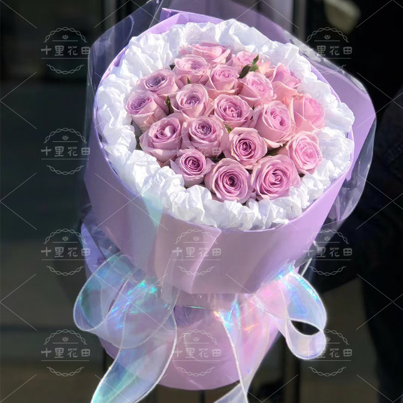 【你的盖世英雄】花店送花上门19朵紫玫瑰生日鲜花玫瑰之恋生日礼物