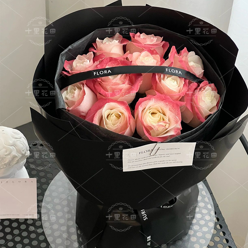 【魅惑】花店送花上门生日花束送女友送闺蜜送女神11朵阿玛尼唇膏色玫瑰生日礼物表白花束
