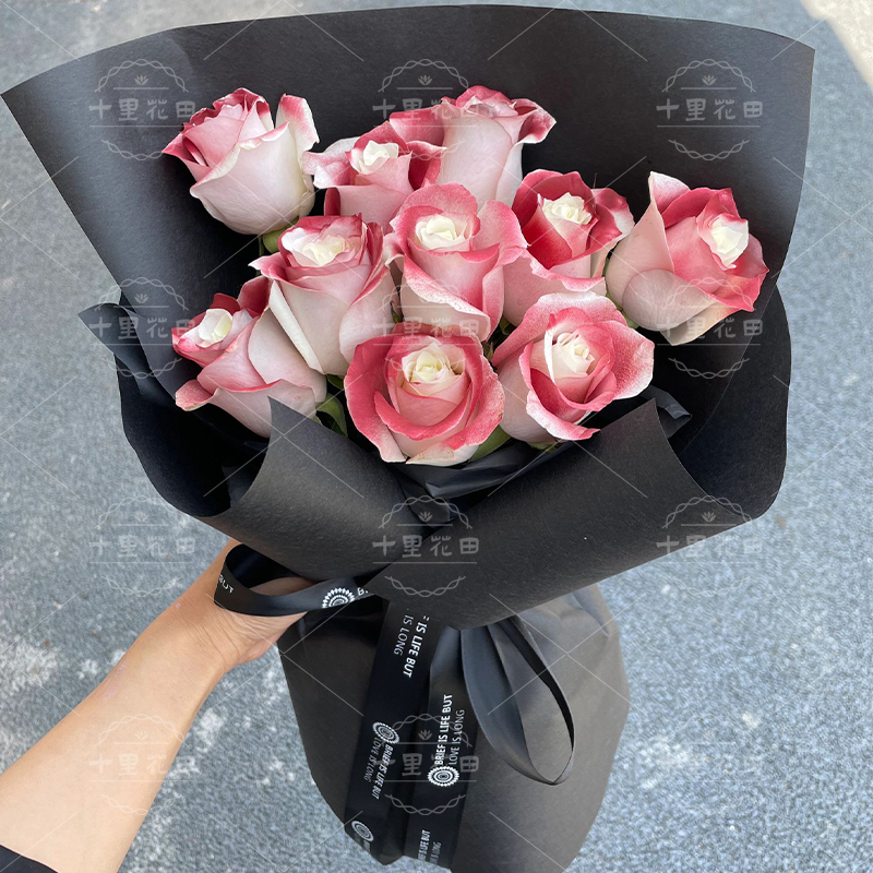 【是例外是偏爱】花店送花上门网红鲜花复古红凡尔赛玫瑰小众花束10朵送男友送女友生日鲜花花束