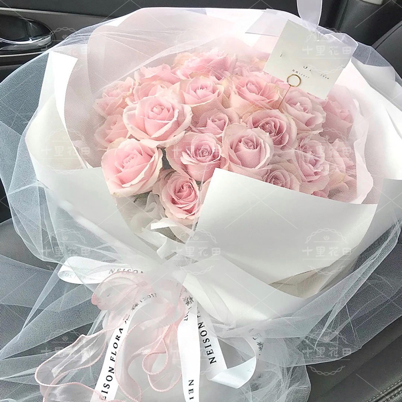 【等风来也等你】生日花束生日鲜花花店送花上门33朵粉玫瑰花束送女友送闺蜜表白花束浪漫花束