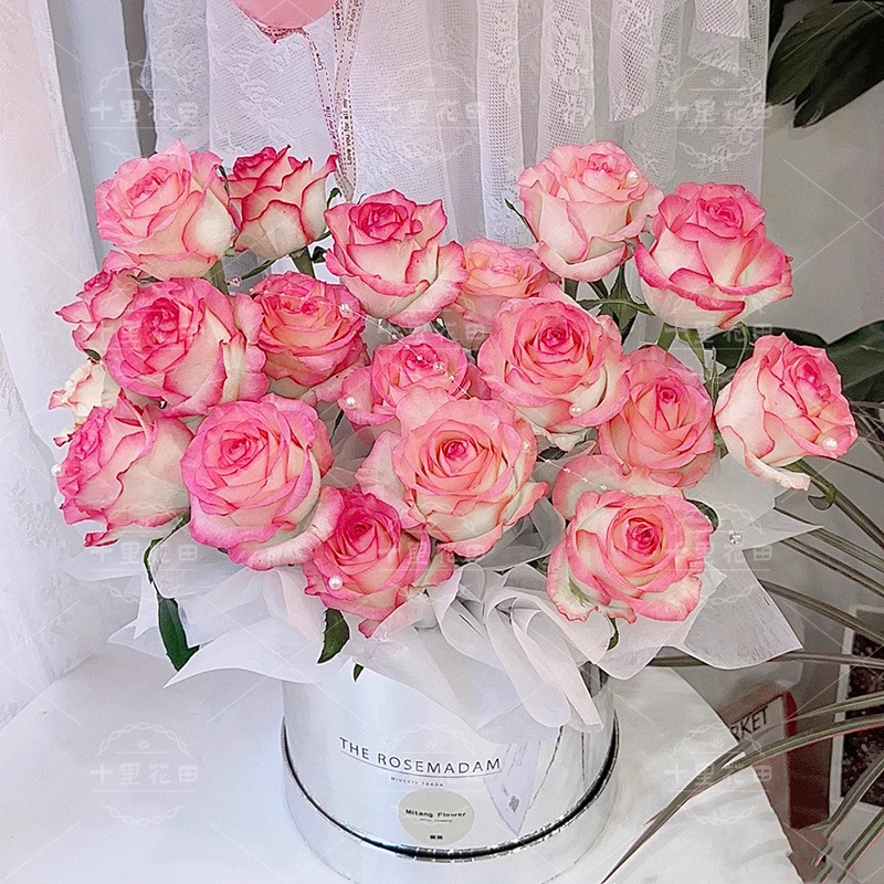 【给仙女的爱】21朵爱莎玫瑰花抱抱桶高端礼物生日鲜花生日礼物花店送花上门