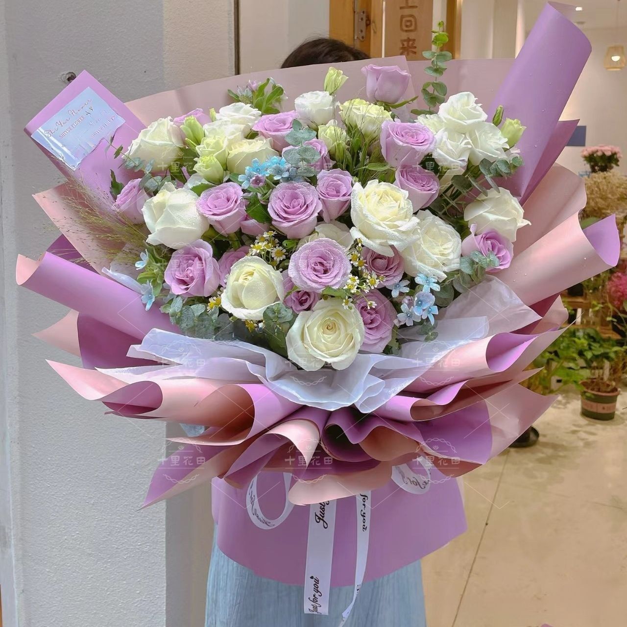 【雅致】19朵紫玫瑰玫瑰花花束生日鲜花女士生日礼物送女友闺蜜朋友花店送花上门鲜花花束配送