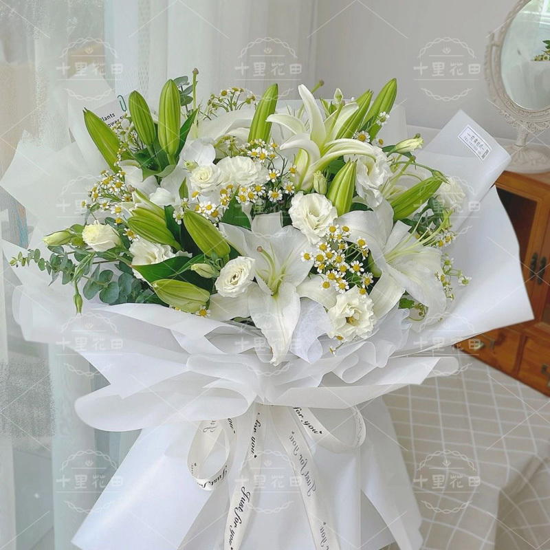 【在等你】11朵百合花混搭洋桔梗花束生日礼物送父母鲜花花束花店送花上门
