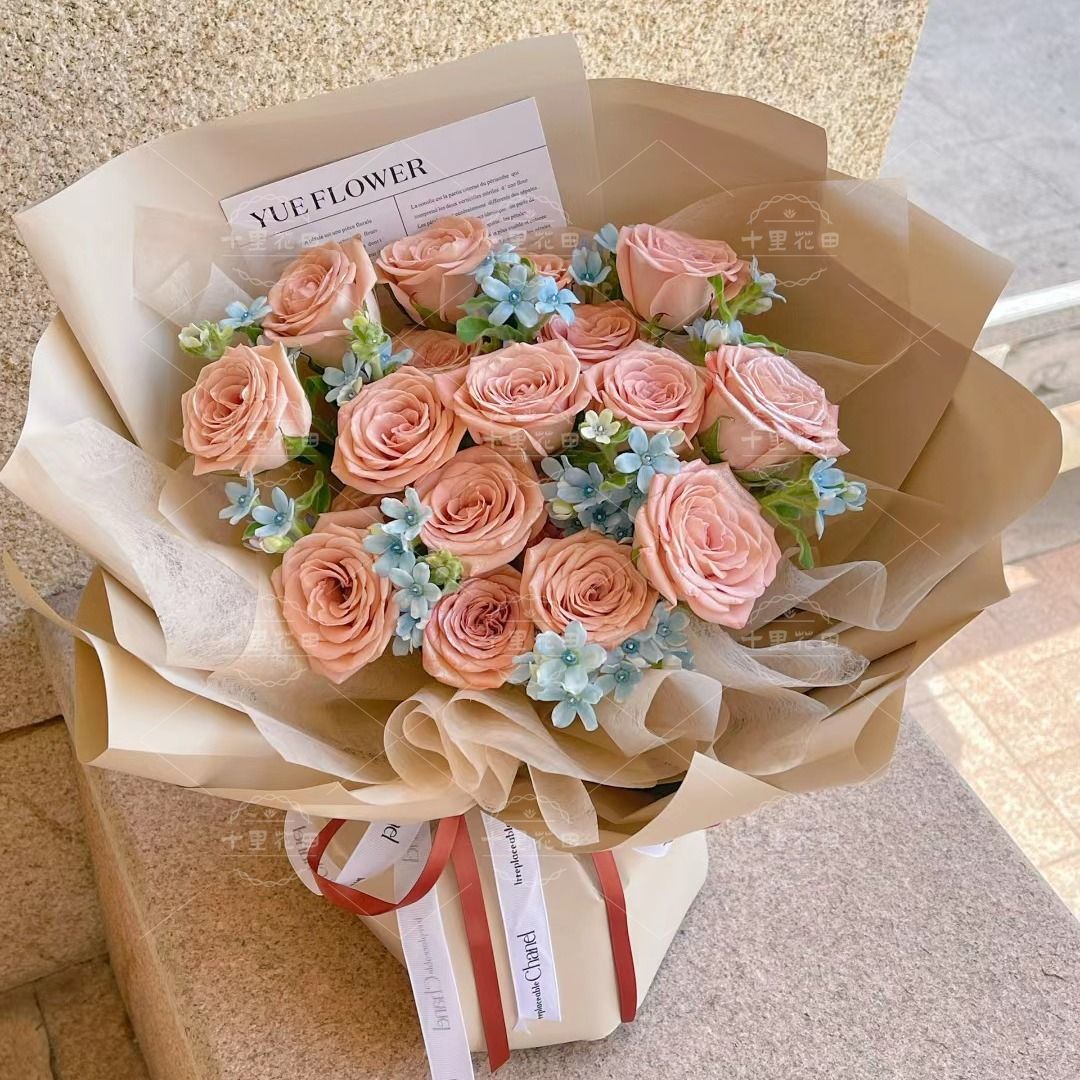 【属于你的礼物】19朵卡布奇诺玫瑰花束鲜花配送花店鲜花生日花束花店送花上门