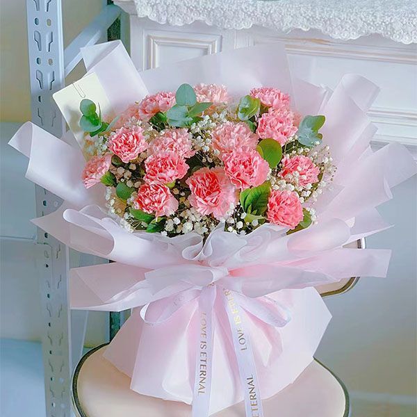【恩德如山】19朵粉康乃馨花束生日鲜花生日礼物送爱人送妈妈花店送花上门鲜花配送