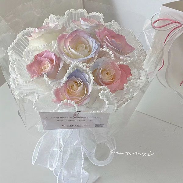 【迷人的你】8朵马卡龙玫瑰花束生日鲜花生日礼物送女友花店送花上门鲜花配送