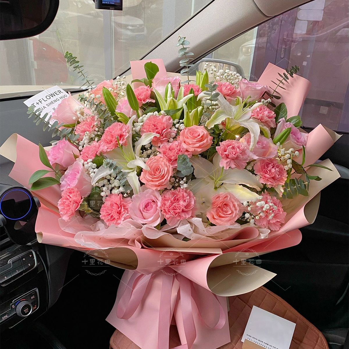 【伴你一生】1束百合混搭玫瑰花束送女友生日礼物生日鲜花花店送花上门