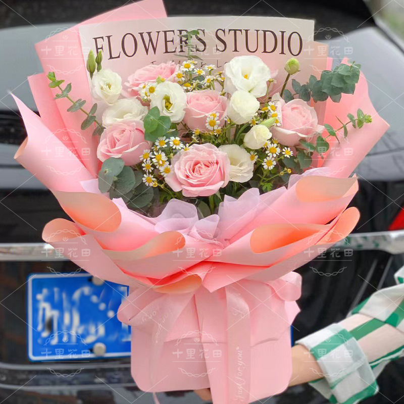 【晴空万里】6朵粉玫瑰送女友生日礼物送闺蜜玫瑰花玫瑰之约陌上花开生日鲜花网红花店送花上门