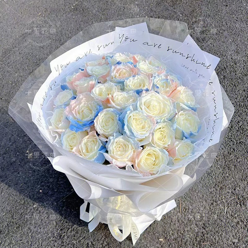 【爱你很久】33朵人鱼姬玫瑰网红花束玫瑰喷色送女友生日礼物买花女生生日礼物花店送花上门